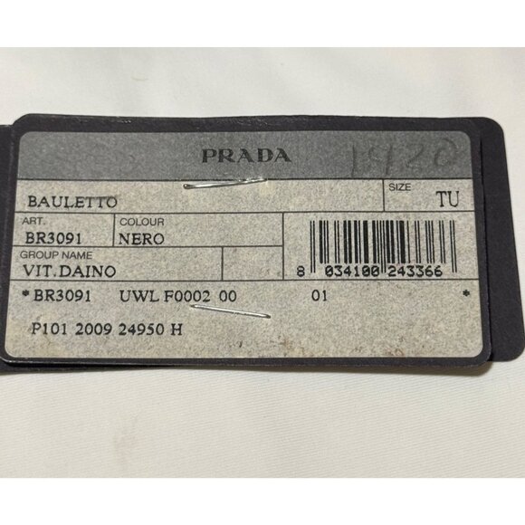 Prada Vitello Daino Logo Leather Bauletto Satchel Bag Black Nero MSRP $2950 - Picture 14 of 14